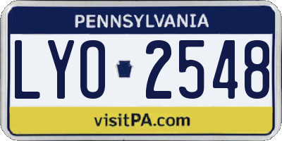 PA license plate LYO2548