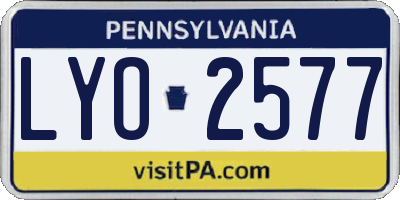 PA license plate LYO2577