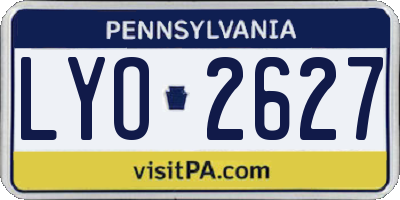 PA license plate LYO2627
