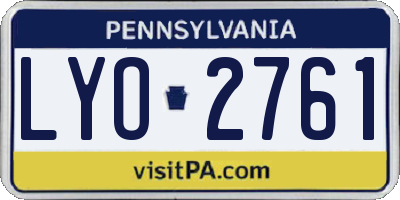PA license plate LYO2761