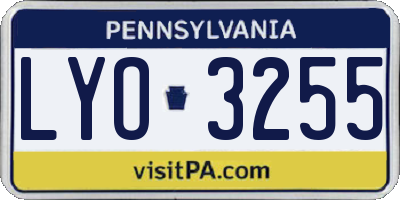 PA license plate LYO3255