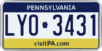 PA license plate LYO3431