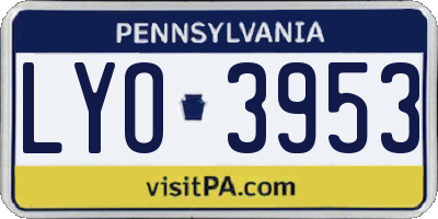 PA license plate LYO3953