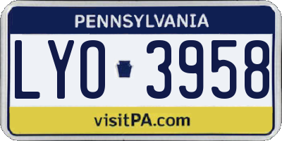 PA license plate LYO3958