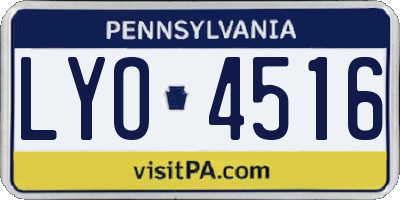 PA license plate LYO4516
