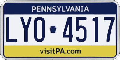 PA license plate LYO4517