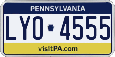 PA license plate LYO4555