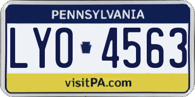 PA license plate LYO4563