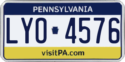 PA license plate LYO4576