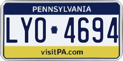 PA license plate LYO4694