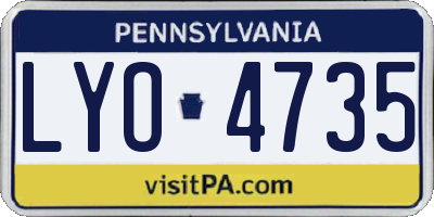 PA license plate LYO4735