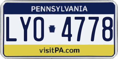 PA license plate LYO4778