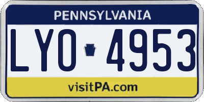 PA license plate LYO4953