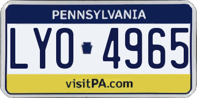 PA license plate LYO4965