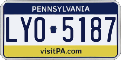 PA license plate LYO5187