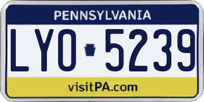 PA license plate LYO5239