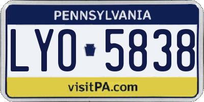 PA license plate LYO5838