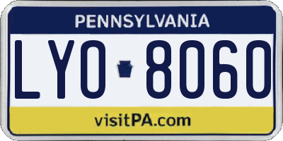 PA license plate LYO8060