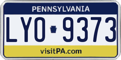 PA license plate LYO9373