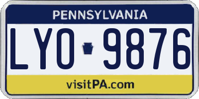 PA license plate LYO9876
