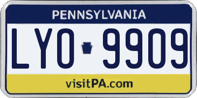 PA license plate LYO9909