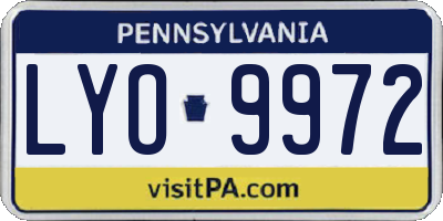 PA license plate LYO9972