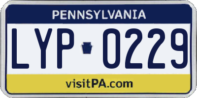 PA license plate LYP0229