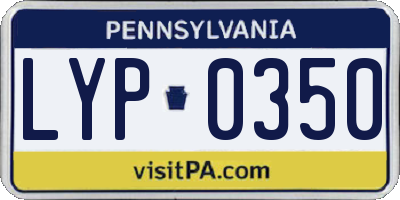 PA license plate LYP0350