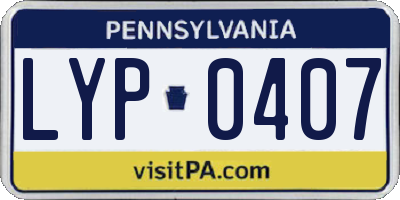 PA license plate LYP0407