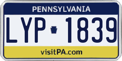 PA license plate LYP1839