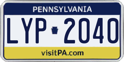 PA license plate LYP2040