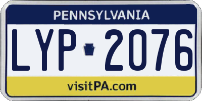 PA license plate LYP2076