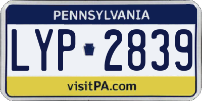 PA license plate LYP2839