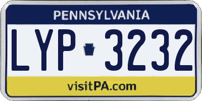 PA license plate LYP3232