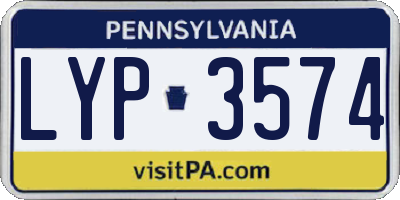 PA license plate LYP3574