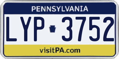 PA license plate LYP3752