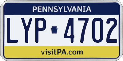 PA license plate LYP4702
