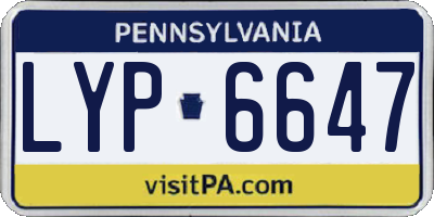 PA license plate LYP6647