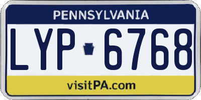 PA license plate LYP6768
