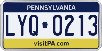 PA license plate LYQ0213