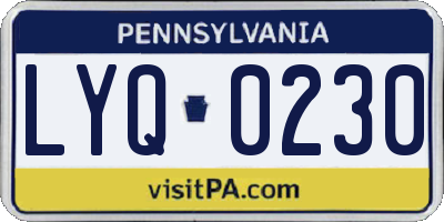 PA license plate LYQ0230