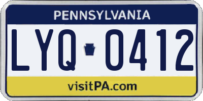 PA license plate LYQ0412