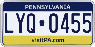 PA license plate LYQ0455