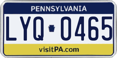 PA license plate LYQ0465
