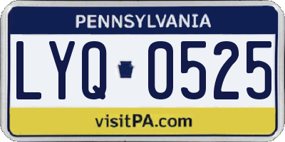 PA license plate LYQ0525