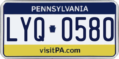PA license plate LYQ0580