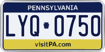 PA license plate LYQ0750
