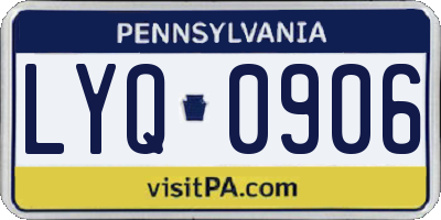 PA license plate LYQ0906
