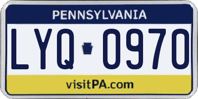 PA license plate LYQ0970