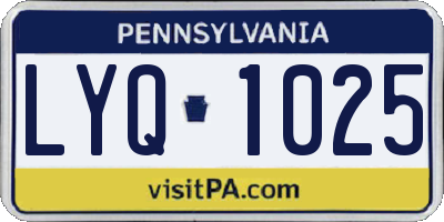 PA license plate LYQ1025